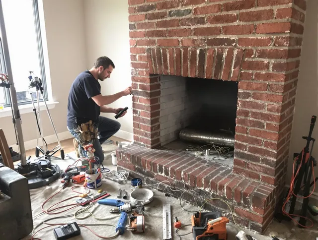 Ledyard Chimney Sweep specialist finalizing chimney liner service in Ledyard, CT