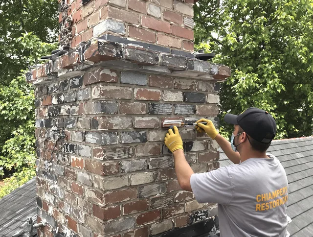 In-progress chimney restoration by Ledyard Chimney Sweep in Ledyard, CT