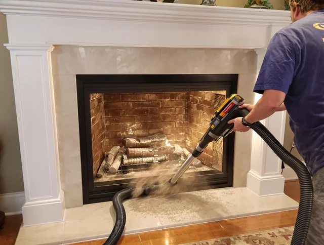 Fireplace cleaning performed by Ledyard Chimney Sweep in Ledyard, CT