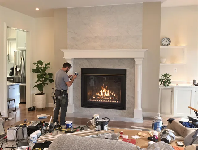 Newly installed fireplace by Ledyard Chimney Sweep in Ledyard, CT